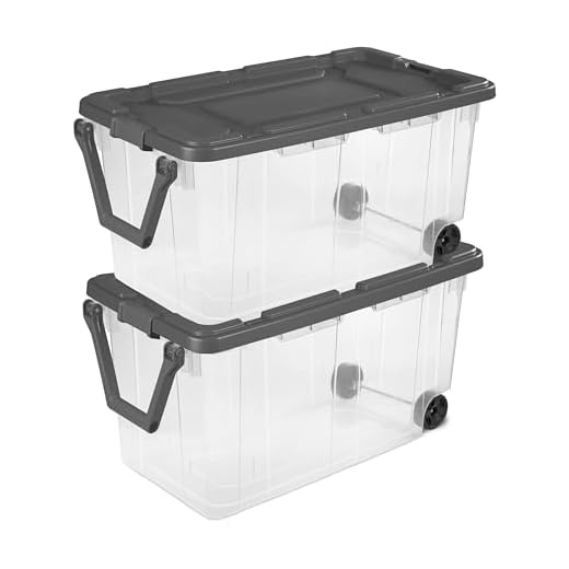 160 Quart Wheeled Storage Bin with Latching Lid, Extra Large Heavy Duty Clear Plastic Stackable Tote on Wheels，Rolling Storage Container with Pull Handle for Home Organization, Gray(2-Pack)