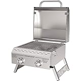 Megamaster Portable Lightweight 2 Burner Tabletop Propane Gas Grill in Stainless Steel