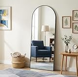 KOCUUY ARC Espejo de Cuerpo Entero, 161 x 52 cm Negro Espejo de pie Grande para Colgar, de pie, Apoyado Espejo de Pared Grande con Marco de Metal para SalóN, Dormitorio, Pasillo