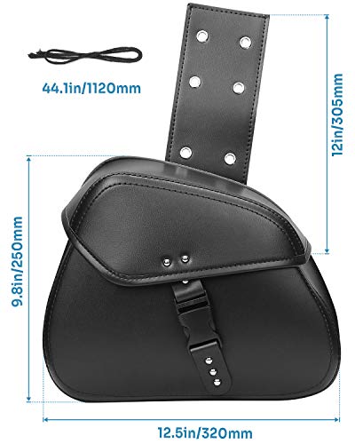 Kemimoto Motorcycle Saddlebags With Buckles, 16L Waterproof Throw Over Saddlebags, Pu Leather Saddlebags For Sportster Softail Dyna V-Star Shadow, Universal Motorcycle Accessories, Black #TOP1