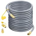 48Feet 1/2 inch Natural Gas Hose for Generator with Quick Connect Fittings, Natural Gas to Grill Hose for BBQ, Pizza Oven, Patio Heater - CSA Certified, 1/2 Male to 3/8 Female Flare Adapter