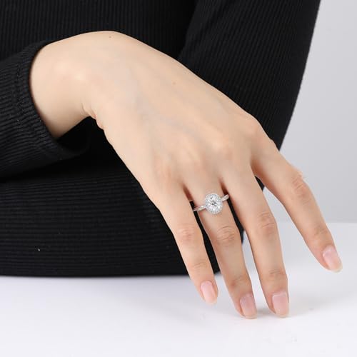 1.5ct Oval Cut Moissanite Engagement Ring For Women 18 K White Glod Plated S925 Sterling Silver Wedding Ring Jewelry Gift4