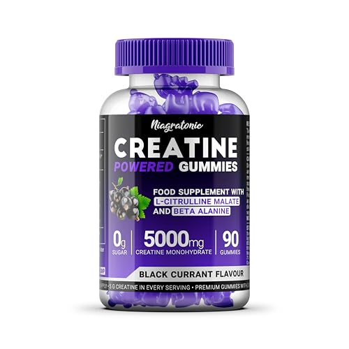 Creatine Gummies 5000mg | Full Month Supply | Pre Workout Supplements | with L-Citrulline Malate and Beta-Alanine | Blackcurrant Flavour | Vegan | Sugar Free