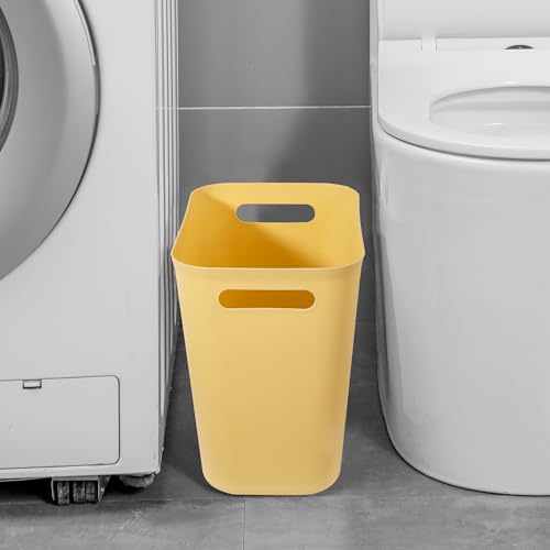 Image of UUJOLY Plastic Small Bathroom Trash Can Wastebasket, 3.5 Gallon, Yellow
