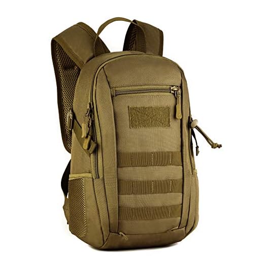 Yakmoo Mochila de Asalto Estilo Militar Táctico Molle Sistema Bolsa de Estudiante Mini Mochila Impermeable 12L al Aire Libre Marrón