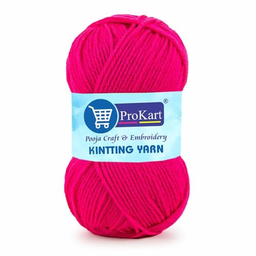 Image of ProKart Premium Woolen 4 Ply Hand Knitting Wool Yarn | Fine Weight Soft Yarn for Sweater, Scarf, Hat, Baby Clothes, Purse, Gift Bags & DIY Craft Accessories (Rani Pink, 100gms x 1 Pack) - PRO36