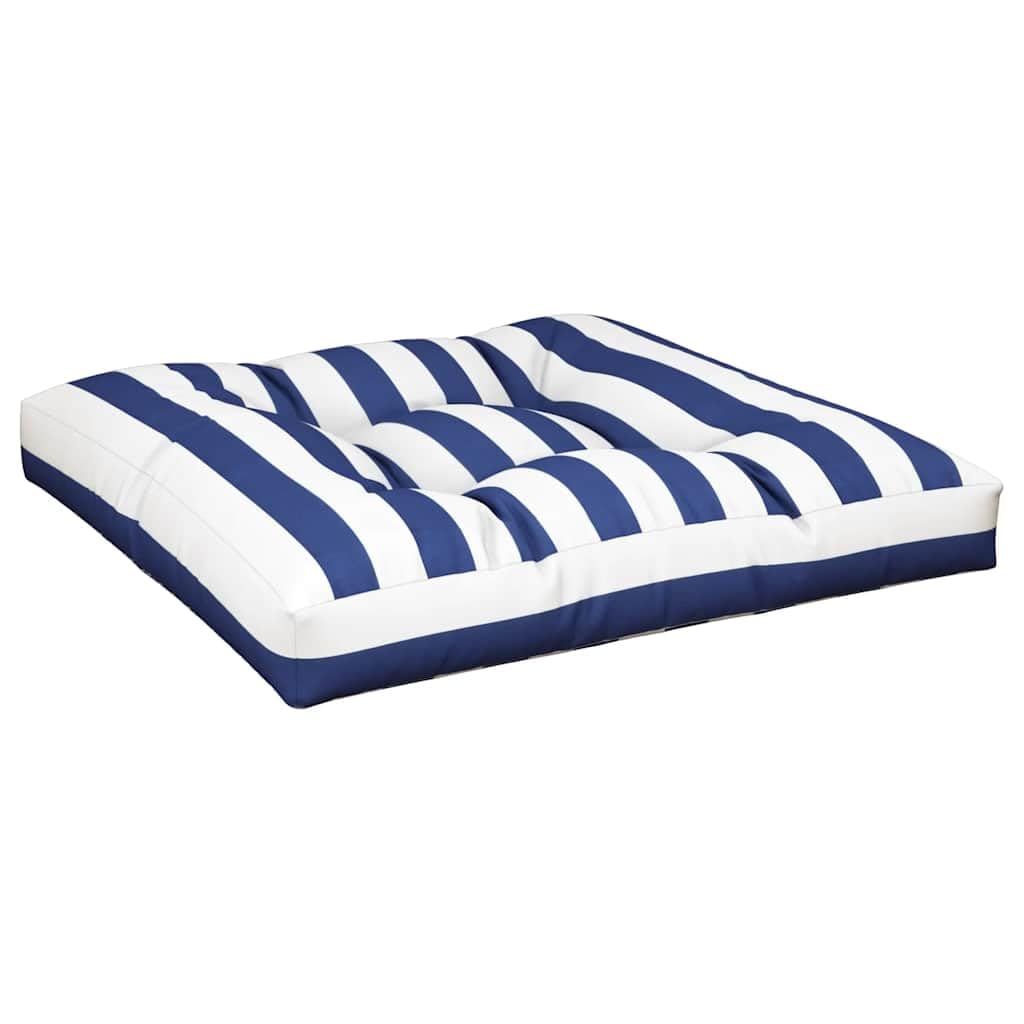 Cuscino per pallet, 80 x 80 x 12 cm, blu e bianco, a righe, per mobili in pallet e divano da giardino, comodo cuscino in tessuto robusto per esterni e interni, grande cuscino da pavimento