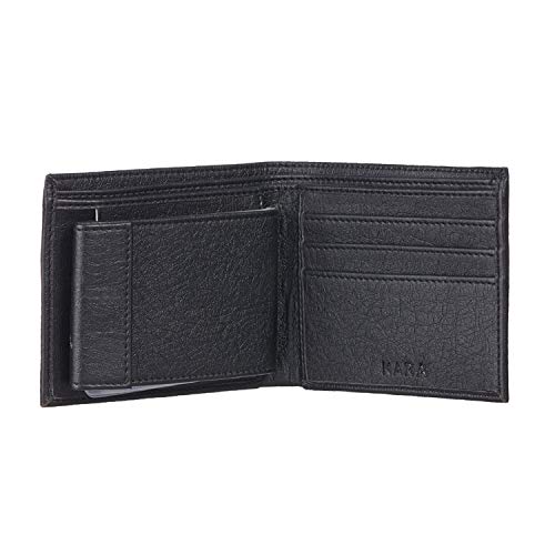 Image of KARA Black Men's Faux Leather Wallet - Bifold Wallet for Men with De-Attachable Card Holder Sleeves