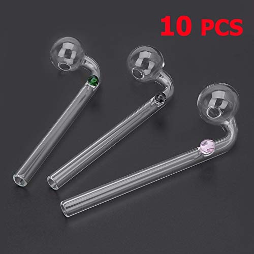 Pyrex - Pipa de quemador de aceite de cristal grueso para tabaco, tubo transparente de 14 cm