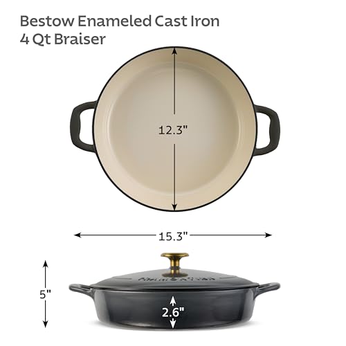 Image of Tramontina Bestow Enameled Cast Iron 4-Qt Braiser Pan with Lid, Smoke