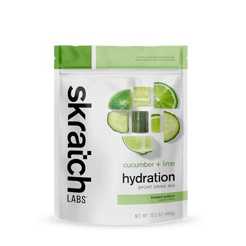 SKRATCH LABS Sport Hydration Drink Mix | Hidratos de Carbono, Electrólitos en polvo | 440g | Pepino + Lima | Resistencia, entrenamiento, competición | Sin gluten, vegano