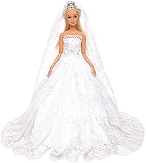 Miunana Princess Party Wedding Dress Clothes Gown Outfit with Veil for 11.5 Inch Girl Doll Gift