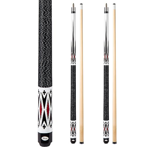Sinsilvie 58 19 20 oz Pool Queue with 13mm Tip, Set of 2,Schwarz oder Weiß,1/2 Maple Queue Sticks Pool Cue,Billard Queue für Männer und Frauen. (2*White 20 oz)
