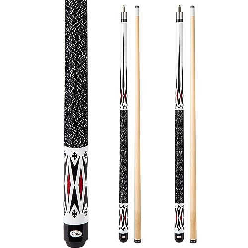 Sinsilvie 2er Set Pool Cue，13mm 58 Zoll 19 20 Unzen Pool Queue, 1/2 Maple Queue Sticks, Bar Billard Queue für Männer und Frauen (Set of 2,White 20oz)