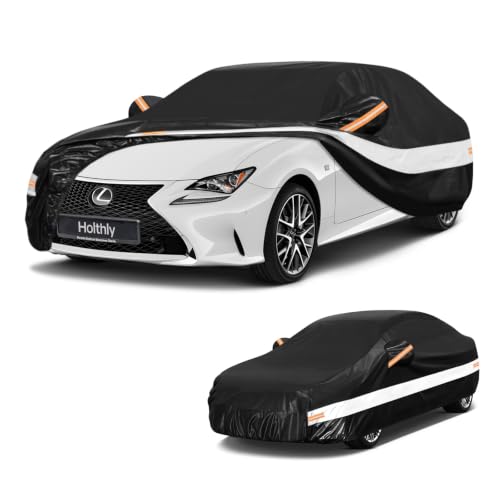 Image of 10 Layers Sedan Car Cover Custom Fit for Lexus is 250 300 350 (1998-2020), Waterproof All Weather for Automobiles, Outdoor Full Cover Sun Dust Rain Protection with Cotton. Black
