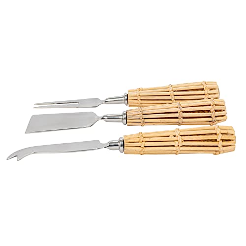 Creative Co-Op Stainless Steel Charcuterie Knives with Rattan Wrapped Handles, Set of 3 Styles by Creative Co-Op - Image 4