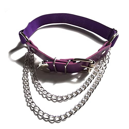 Lockban Liga de coxa ajustável em forma de coração, 2 peças, cinta-liga de couro punk com correntes