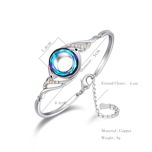 Phoenix Crystal Bracelet for Women, Rise From the Ashes, Symbol of Luck and Renewal - Adjustable Bangle, Ideal Birthday Gift, Trendy Jewelry with Blue Crystal3
