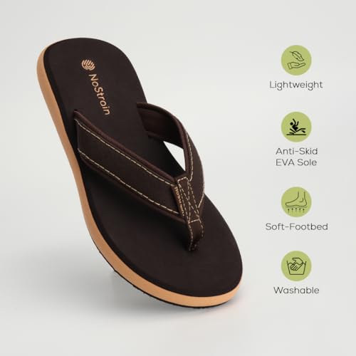 Image of NoStrain Men's Canvas Slippers, Flip Flops & Chappal - Angular Fit
