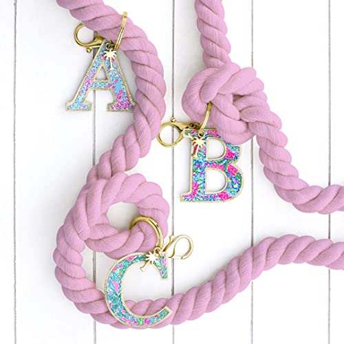 Lilly Pulitzer Leatherette Initial Keychain, Letter Bag Charm For Women, Bunny Business (B) #TOP3