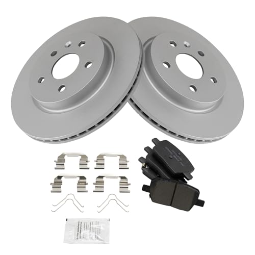 Image of TRQ Rear Brake Pad and Rotor Set Ceramic Coated Rotors Compatible with 2016-2019 Cadillac CT6 Chevrolet Camaro