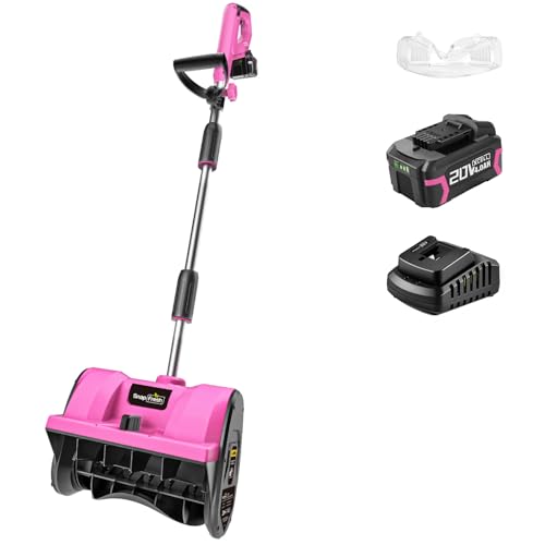 SnapFresh Cordless Snow Shovel, 12 Inch 20V Cordless Snow Shovel with 4000mAh Battery & Fast Charger(Pink)