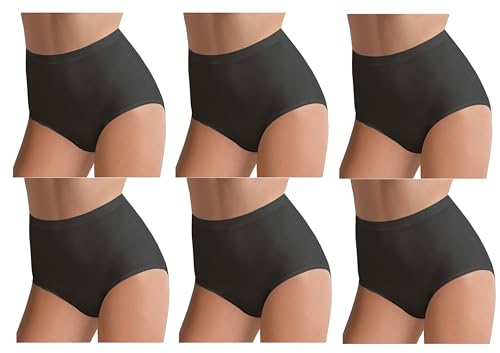 Otra Cotonella 3941 - Juego de 6 braguitas maxi para mujer, cintura alta, de algodón elástico, Negro , L