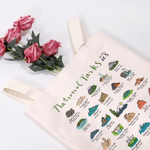 MEIKIUP USA National Parks Tote Bag Nature Lover Gift Outdoor Adventure Mountain Gift Hiker Biker Camper Gift for Her2