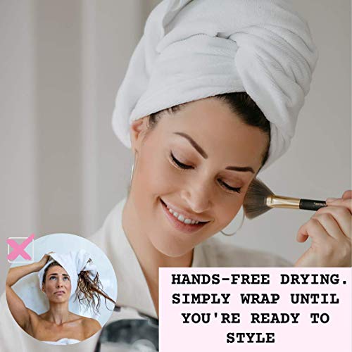 Emiko Microfiber Hair Towel For Women - Quick Anti Frizz Drying For Long Or Curly Hair, Large (43" X 23"), White, Super Absorbent & Soft #TOP2