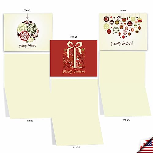 Image of The Best Card Company - 10 Blank Merry Christmas Note Cards (4 x 5.12 Inch) - Boxed Holiday Notecards with Envelopes - Avocado Green Christmas M6646XSB