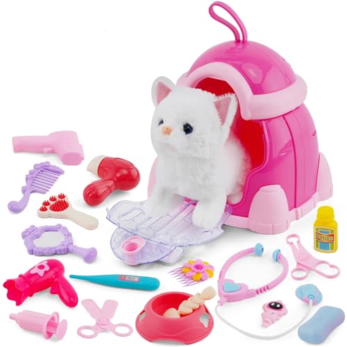 Juguetes de Peluche,Gato Interactivo Que Anda y Ladra con Correa, Realista Juguete Interactivo Gatito, Animales de Juguetes Incluye 20pcs Accesorios, para Niños 2 3 4 5 Años Juguetes de Peluche,Gato Interactivo Que Anda y Ladra con Correa, Realista Juguete Interactivo Gatito, Animales de Juguetes Incluye 20pcs Accesorios, para Niños 2 3 4 5 Años