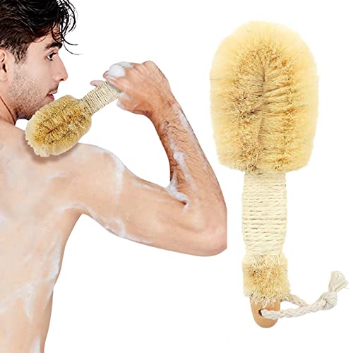 Cepillo para el cuerpo de Sisal, Natural Sisal Cepillos de Cuerpo, Cepillo de Baño de Mano de Exfoliante Masajee,SPA,Detox,Anti celulitis,Obtener Piel Suav,Cepillo Espalda Ducha Mango Corto Bambu Cover