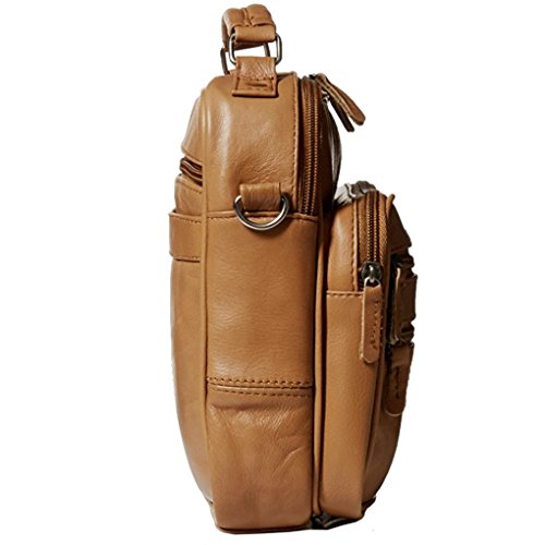 Genuine Leather Black Travel Men's Organizer Silver Fever® Handbag (Brown) #TOP4