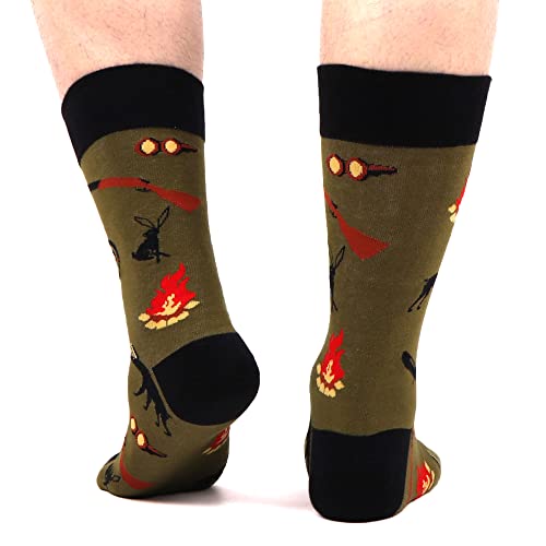 Makabo Men's Funny Camping Patterned Fashion Cotton Novelty Socks 4 Packs #TOP4