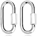 Produktbild com-four® 2X Schraub-Karabiner aus Stahl - D-Form - Feuerwehr-Karabiner mit 500 kg Tragkraft - für Sonnensegel, Schwebegrill, Boxsack und mehr (2 Stück - Schraubkarabiner - 10mm)
