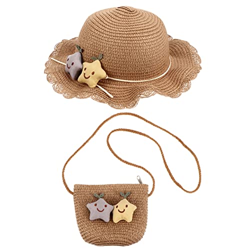 VICASKY Summer Sun Cap and Straw Bag for Breathable Wide Brim Straw Beach Hat with Portable Tote UPF Sun Protection Fisherman Style Comfortable and Lightweight for Outdoor Play Khaki