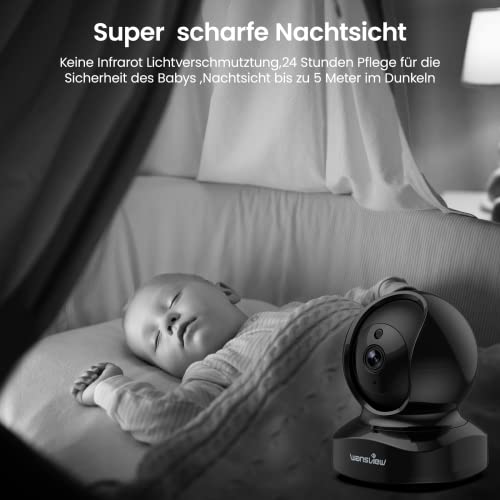wansview 2K Hundekamera mit app - 2,4Ghz Überwachungskamera innen, Haustierkamera mit app, Hundekamera Nachtsicht, Kamera Hundeüberwachung mit Bewegungserkennung, 2-Wege-Audio, Q5