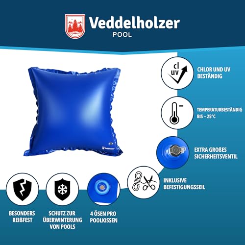 Veddelholzer XXL 120 x 120 cm Luftkissen Rund inkl. 4 m Seil Poolkissen zur Poolabdeckung. Perfektes Zubehör Wintermittel zur Pool Überdachung, Abdeckung im Winter und bei schlechtem Wetter