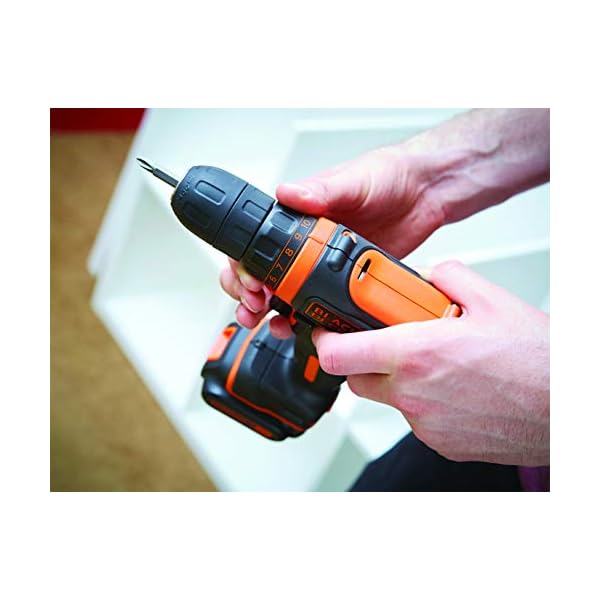 Black+Decker Li-Ion Ultra-Kompakt-Bohrer (Kleiner Akkuschrauber mit ergonomischem Softgriff und LED-Arbeitslicht für… – Bild 8