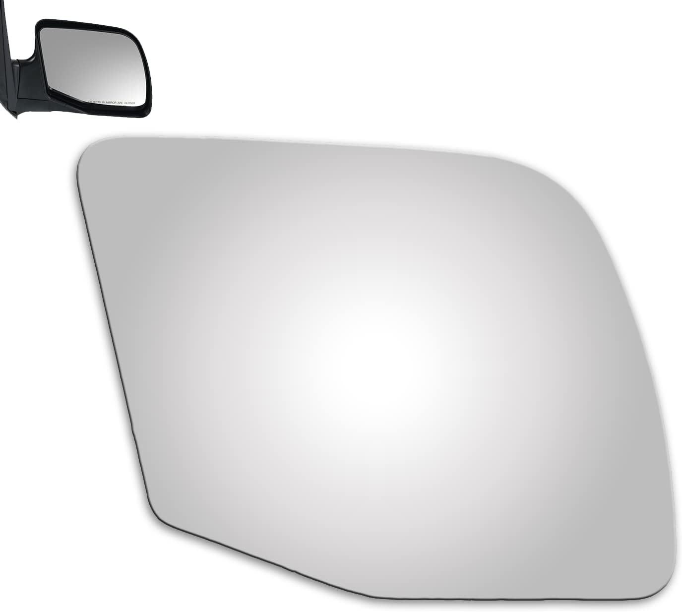 WLLW Mirror Glass for Ford E-150/E-250/E-350/E-450/Econoline E-150/E-250/E-450/E-450 Super Duty Passenger Side Only Right Convex Replacement Glass with Adhesive