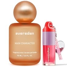 Evereden Main Character Fragrance Hair and Body Mist & Ruby Red Non Toxic Lip Gloss Set Amplify Your Self-Expression - Non Toxic Kids Makeup & Collectible Hair and Body Spray for Teen Girls