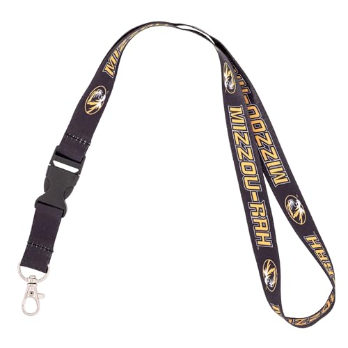 Desert Cactus University of Missouri Lanyard Tigers MU Mizzou Car Keys ID Badge Holder Keychain Detachable Breakaway Snap Buckle (Black)