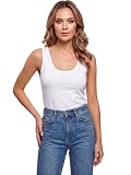 o-day Coconuda - Camiseta de tirantes para mujer de algodón bielástico, hombro ancho y hombro estrecho, camiseta de tirantes ajustada S-XL, Camiseta de tirantes blanca - Hombro ancho, M