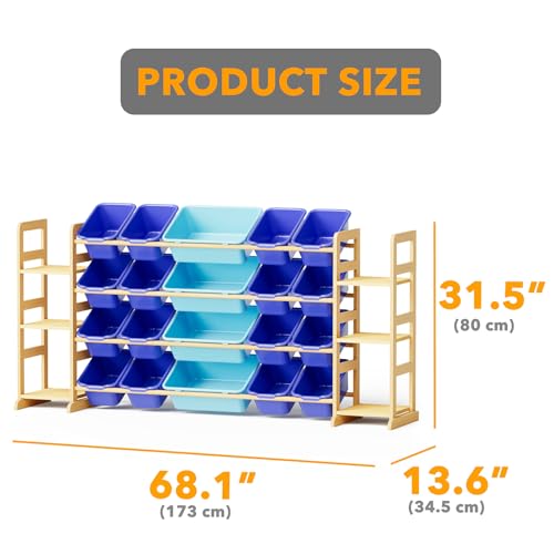 Image of SpaceAid Toy Storage Organizer with 6 Shelves and 20 Bins, Toy Organizers Storage Bookshelf, Kids Bin Shelf Toys Box Bookcase for Bedroom Playroom Organization Room Decor, Blue and Navy Blue