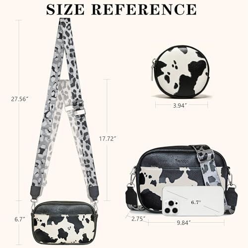 Image of Crossbody Bags for Women Vegan Leather Small Purses with Detachable Coin Pouch Adjustable Guitar Wide Strap