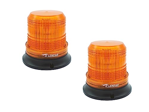 LED Amber Beacon Strobe Light - High Visibility Round Emergency Flashing Safety Warning Light - Roof Top Screw Mount DC12-80V 2pcs