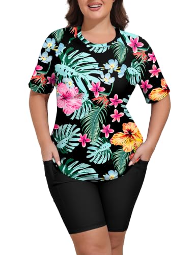 Arolina - Arolina Modest Swimsuits for Women Over 50 - Full Coverage Rash Guard Short Sleeve Swim Shirt, Green, Large (10% Off Amazon Deal)