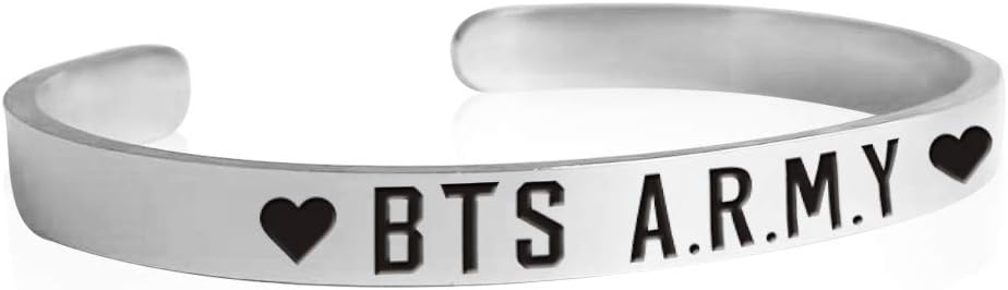 NationInFashion Bracelet Cuff for BTS Fans. Bangtan Boys Fans Bangle Bracelet Stainless Steel.