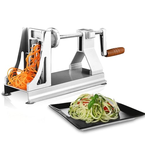 Espiralizador de verduras de 3 cuchillas para calabacín, patata, zanahoria, pepino, retenedor antideslizante y mango cómodo para hacer espaguetis