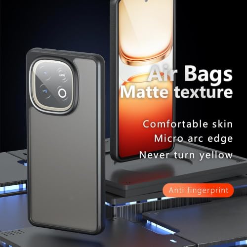 Image of Matte PC+TPU Phone Case for iQOO Neo 10 5G, Air Bag Protection, Anti-Fingerprint, Never Turns Yellow, Micro Arc Edge, Skin-Friendly Feel, Black